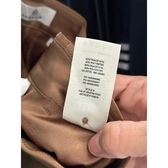 ARITZIA Babaton Women's Tan Pleated Front Satin Pants Size 6 - Picture 8 of 8